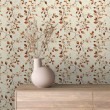 Floral wallpaper botanical design brown copper branches