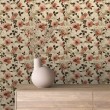 Florale Tapete Vintage-Design altrosa Blumen beiger Hintergrund