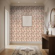 Floral wallpaper classic design old pink peonies peach background