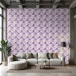 Papier peint floral motif moderne fleurs lilas et blanches