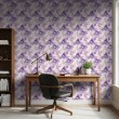 Papier peint floral motif moderne fleurs lilas et blanches