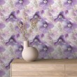 Floral wallpaper modern design lilac and white flowers