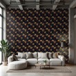 Floral wallpaper elegant design yellow flowers black background