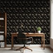 Floral wallpaper elegant design gold flowers black background