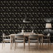 Florale Tapete elegantes Design goldene Blumen schwarzer Hintergrund