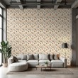 Floral wallpaper botanical design autumn leaves beige background
