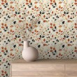 Floral wallpaper botanical design autumn leaves beige background