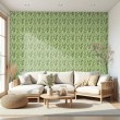 Papier peint floral motif botanique feuilles vertes fond vert clair