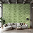 Papier peint floral motif botanique feuilles vertes fond vert clair