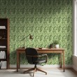 Papier peint floral motif botanique feuilles vertes fond vert clair