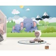 Fotomurale per Bambini Cielo Azzurro e Proboscidi Felici