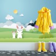 Fotomurale per Bambini Coniglietti in Primavera