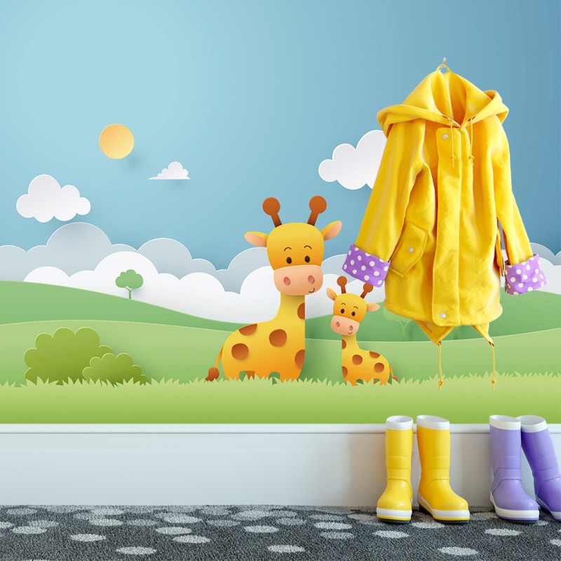 Fotomural Infantil Jirafas al Sol