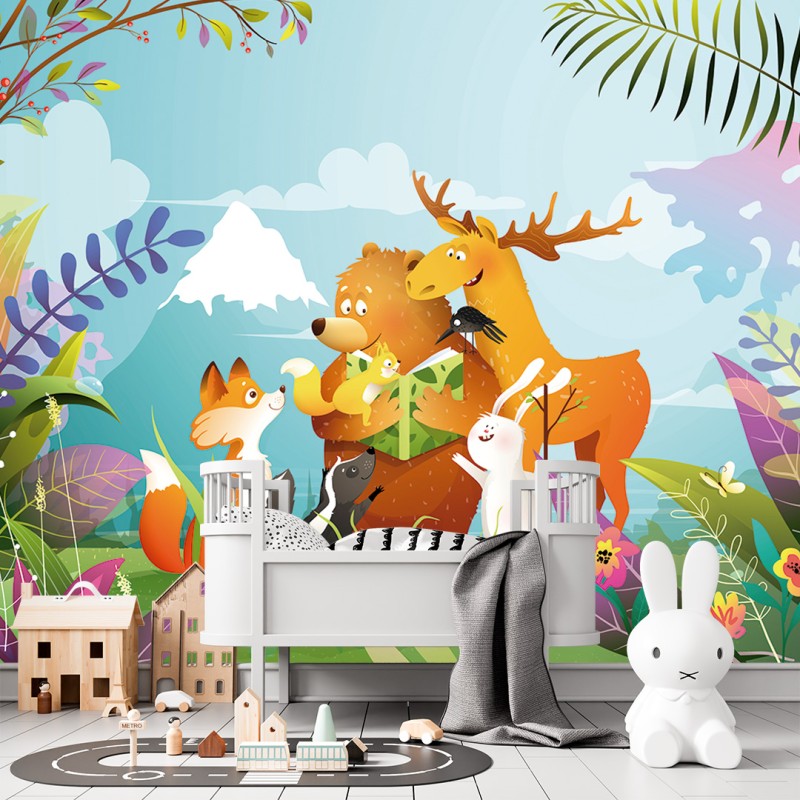 Children's Photomural Wild Woodland Family