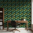 Tropical wallpaper monstera leaves design dark green background