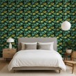 Tropical wallpaper monstera leaves design dark green background