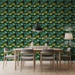 Tropical wallpaper monstera leaves design dark green background