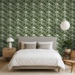 Tropical wallpaper green leaves design white background
