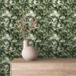 Carta da parati tropicale design foglie verdi sfondo bianco