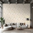 Floral wallpaper botanical design dried flowers and leaves light beige background