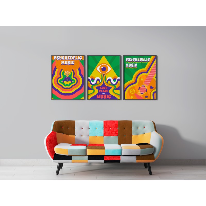 Feuille décorative psychédélique verte