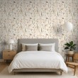 Floral wallpaper botanical design dried flowers and leaves light beige background