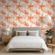 Florale Tapete modernes Design große pfirsichfarbene Blumen heller beiger Hintergrund
