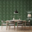 Floral wallpaper botanical design branches with flowers dark green background