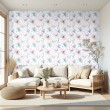 Floral wallpaper elegant design soft flowers in pastel tones white background