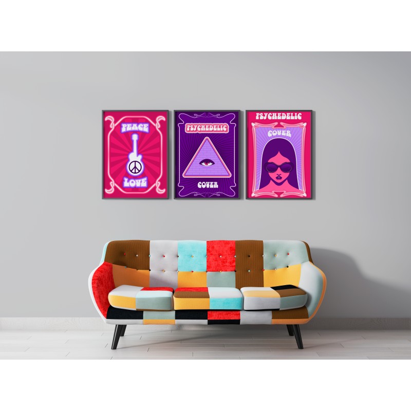 Foglio decorativo psichedelico rosa e viola