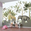 Children's Photomural Wild Animals in Tropical Landscape