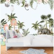 Children's Photomural Tropical Wildlife with Flowers and Palms