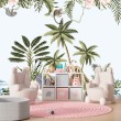 Children's Photomural Animals in Coastal Jungle Landscape