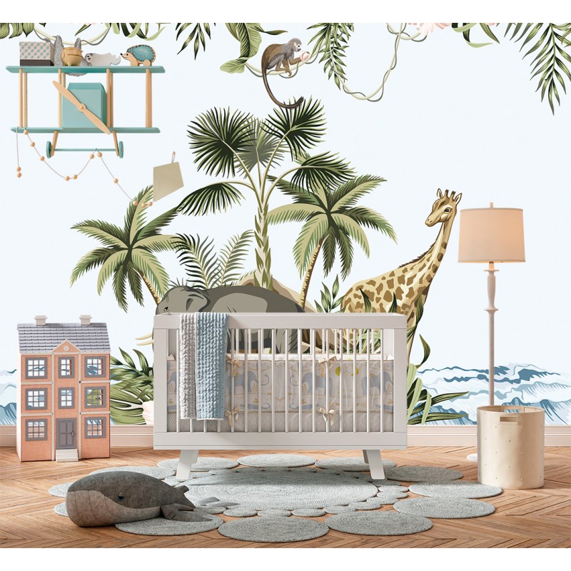 Children's Photomural Wild Fauna with Ocean View