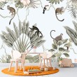 Fotomurale per Bambini Scimmie e Tucano tra Foglie Tropicali