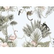 Children's Photomural Tropical Wildlife with Monkeys and Flamingo