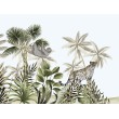 Children's Photomural Sloth and Cheetah in Tropical Landscape