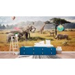 Fotomurale per Bambini Safari Africano con Animali e Mongolfiere