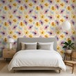 Florale Tapete modernes Design große Blumen in Pastell- und Gelbtönen heller Hintergrund
