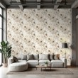 Floral wallpaper elegant design beige and brown flowers light background