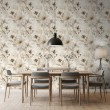 Floral wallpaper elegant design beige and brown flowers light background
