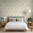Floral wallpaper natural design green leaves light beige background