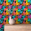 Carta da parati geek graffiti urbano colore multicolore