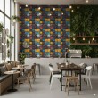 Geek wallpaper industrial blocks design color blue