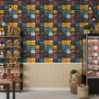 Geek wallpaper industrial blocks design color blue