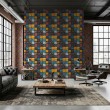 Geek wallpaper industrial blocks design color blue