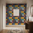 Geek wallpaper industrial blocks design color blue