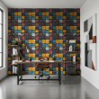 Geek wallpaper industrial blocks design color blue