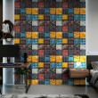 Geek wallpaper industrial blocks design color blue