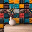 Geek wallpaper industrial blocks design color blue